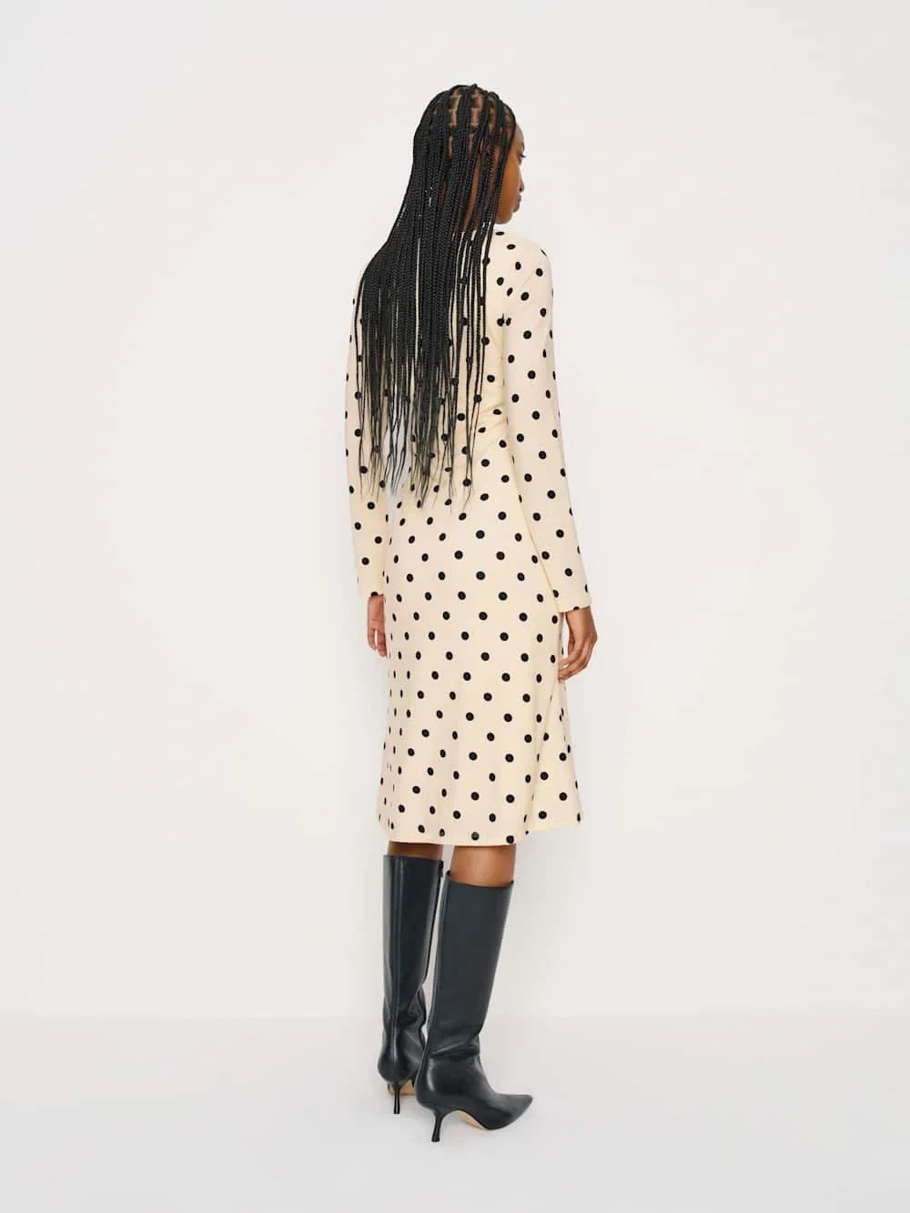 Reformation Davi Knit Dress in Sundae Dot - Picture 4 of 14